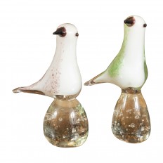 Duet of Murano glass bird objets